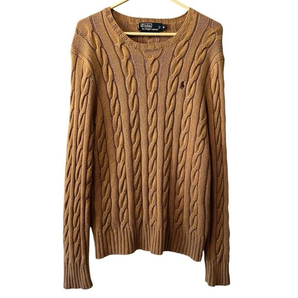 Ralph Lauren Cable Knit Sweater in Camel Brown - Picture 1 of 11